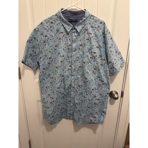 RF Brand‎ Mfg. Men's Short Sleeve Button Up Fun Outdoor Print Shirt Size 2XL